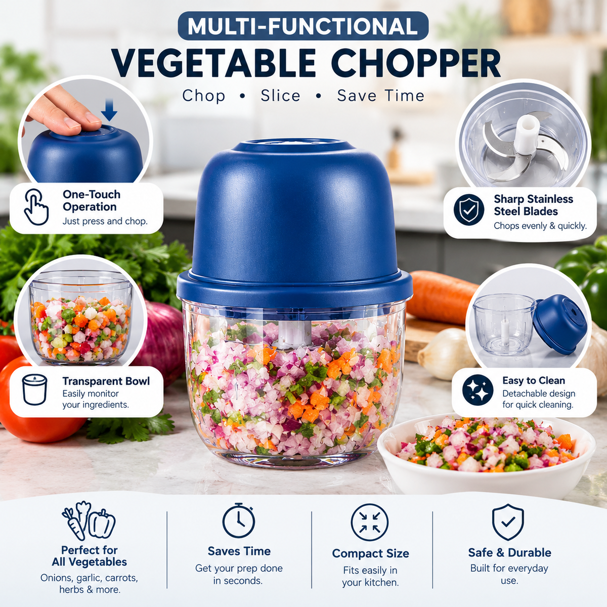 Mini Chopper Machine – Electric Food & Vegetable Chopper | Fast & Easy Kitchen Cutter
