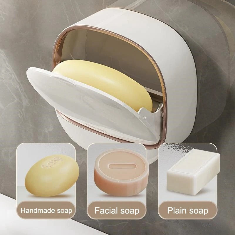 Wall-Mounted Soap Holder – Flip-Cover Bathroom Soap Dish